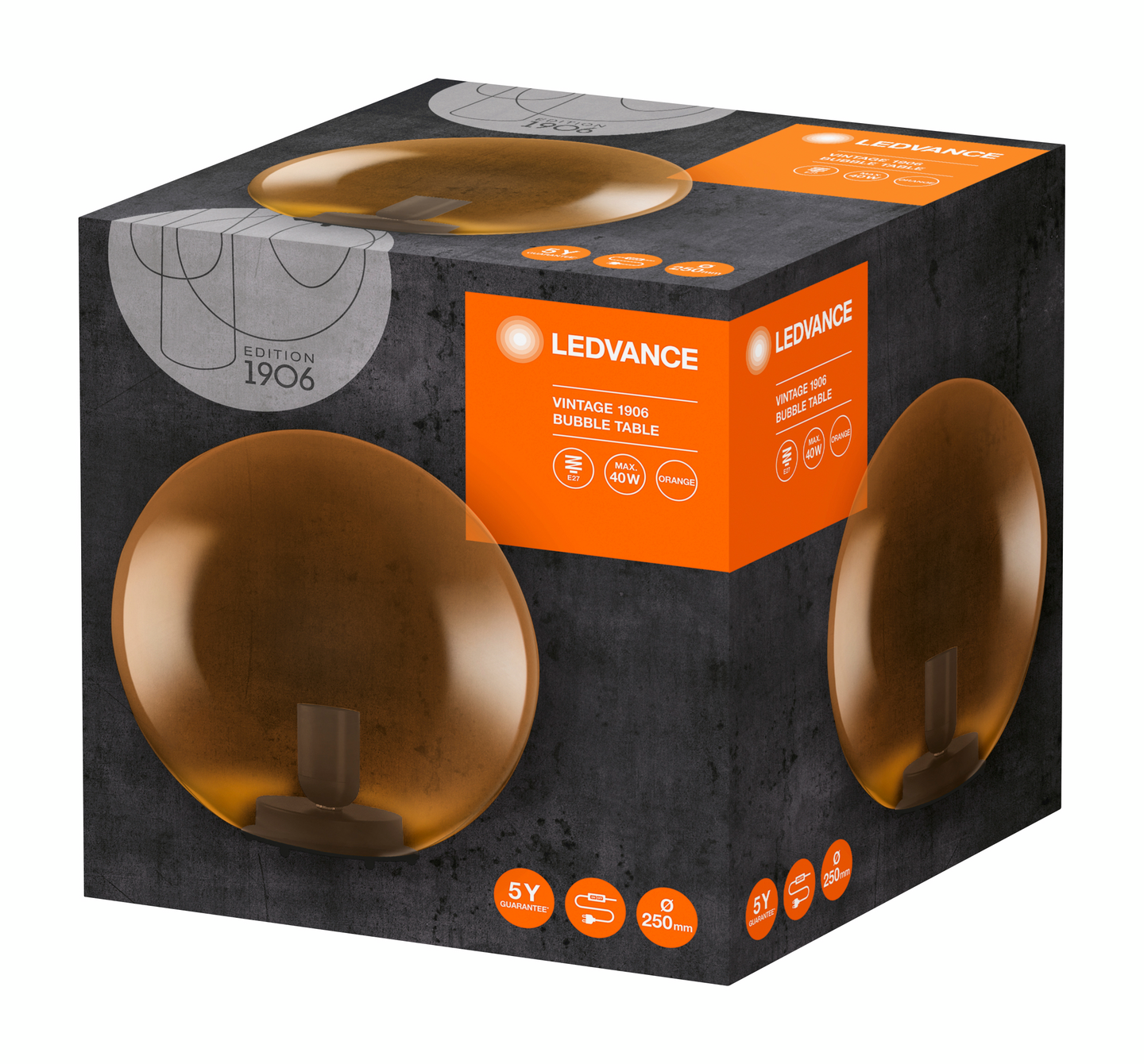 Pöytävalaisin LEDVANCE Bubble table glass orange 250x245