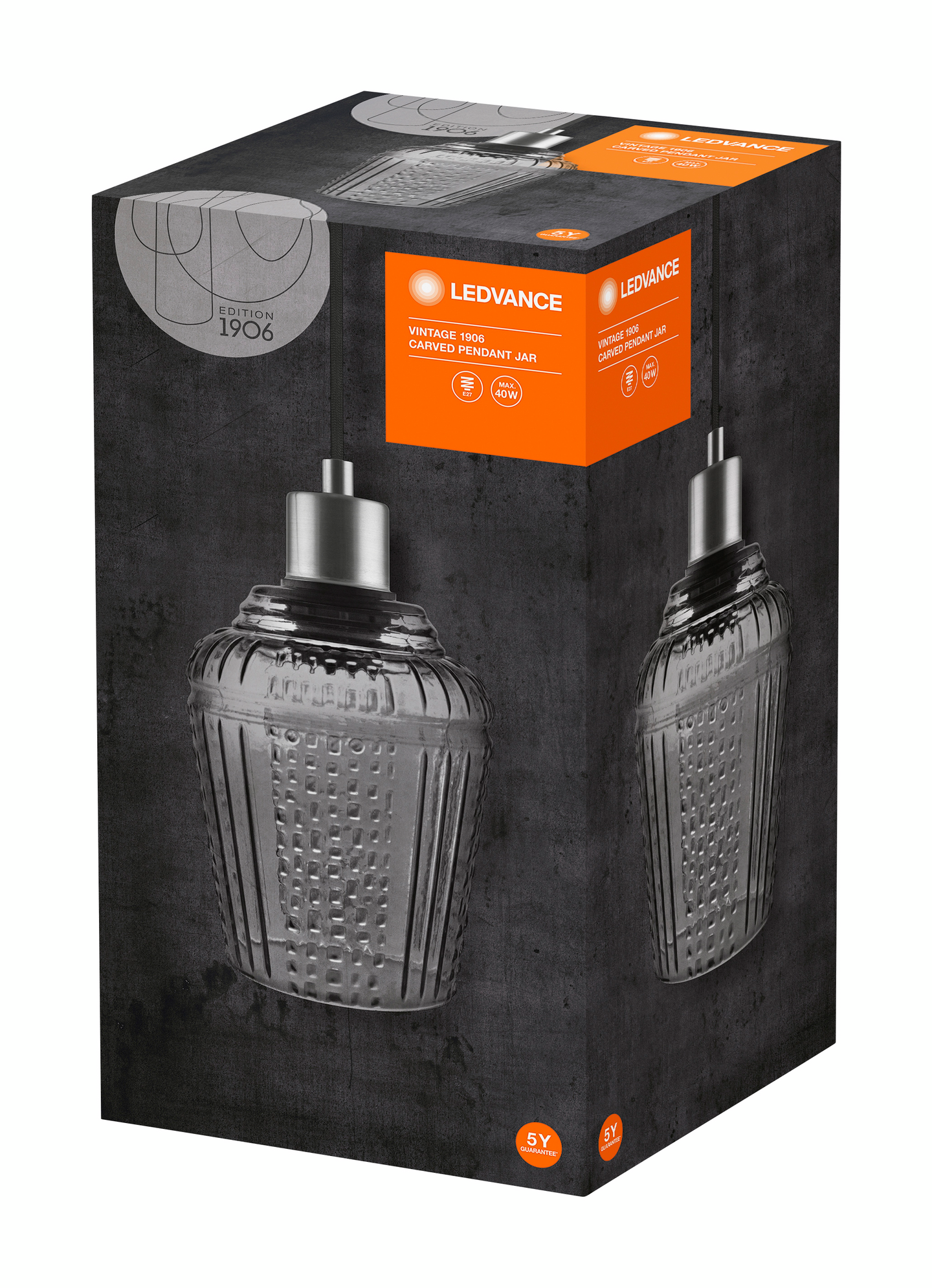 Kattovalaisin LEDVANCE Carved Pendant Jar Glass Smoke