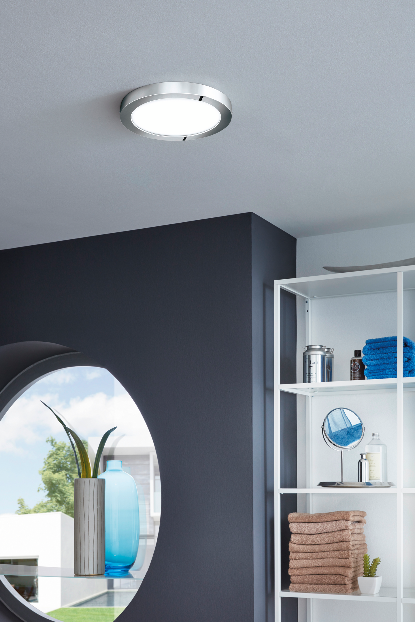 Plafondi Eglo Fueva 1 led 300mm 2200lm 3000K kromi IP44