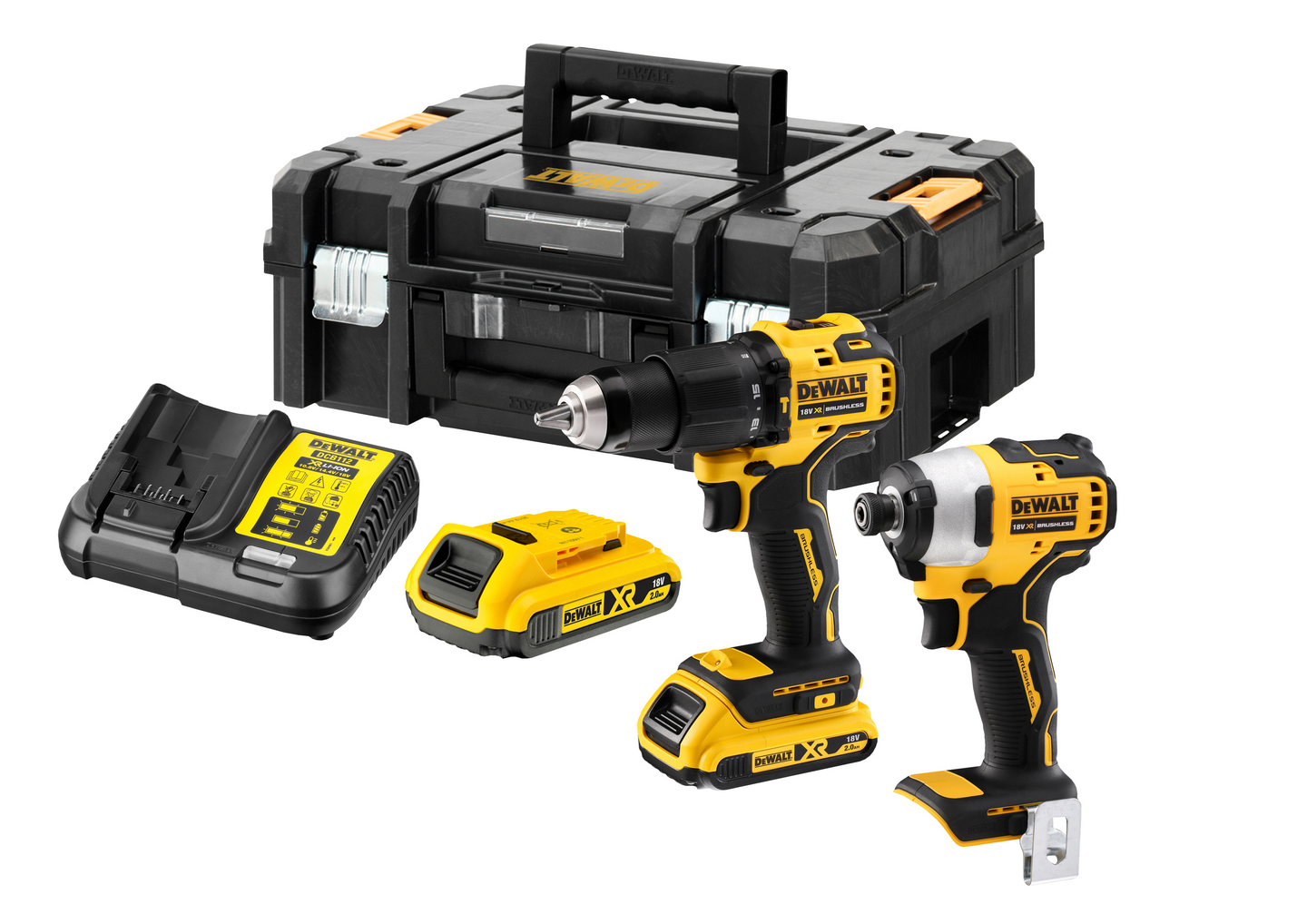 Akkukonesarja DeWalt DCK2062D2T 18V XR 2x2,0Ah TSTAK