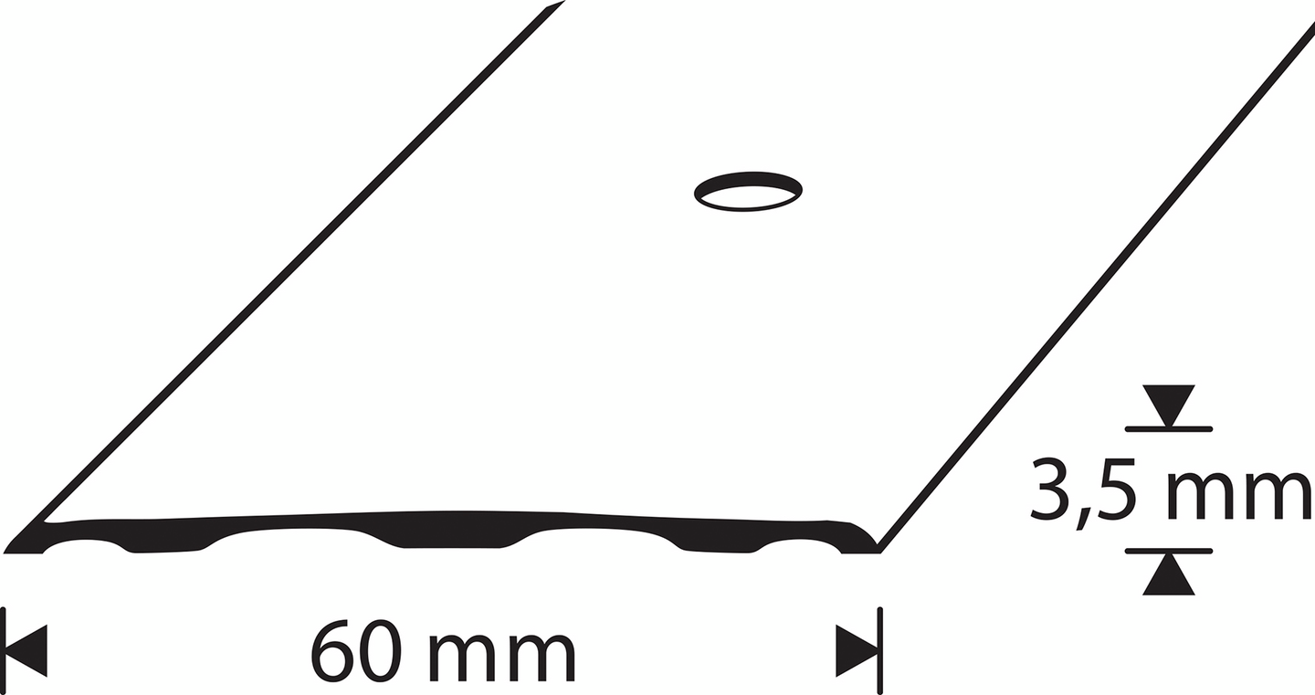 Saumalista 60mm hopea-anodisoitu sileä rei’itetty 2000mm