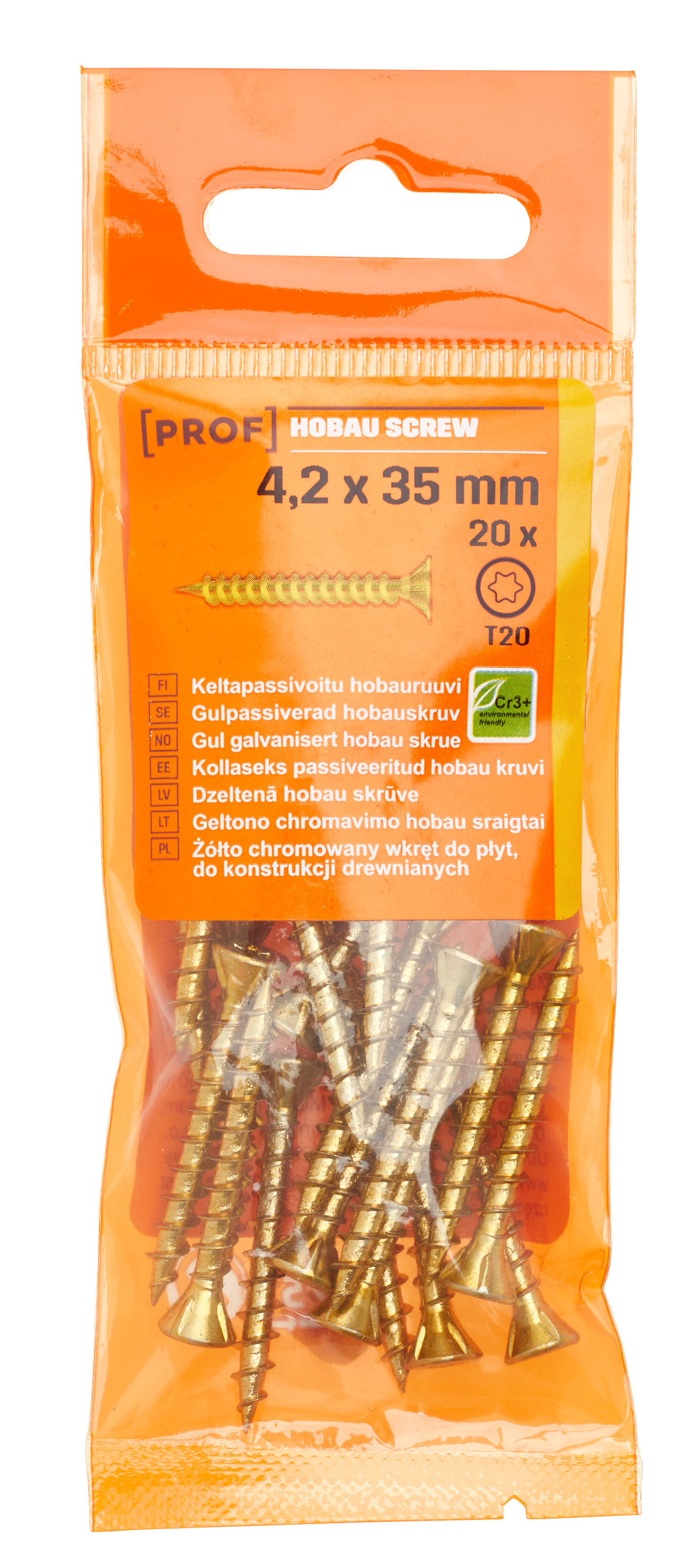 Hobauruuvi PROF T20 4,2x35 keltapassivoitu 20kpl