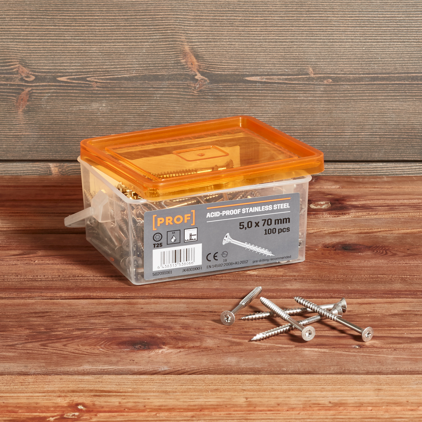 Laituriruuvi PROF 5x70 T25 haponkestävä A4 100kpl