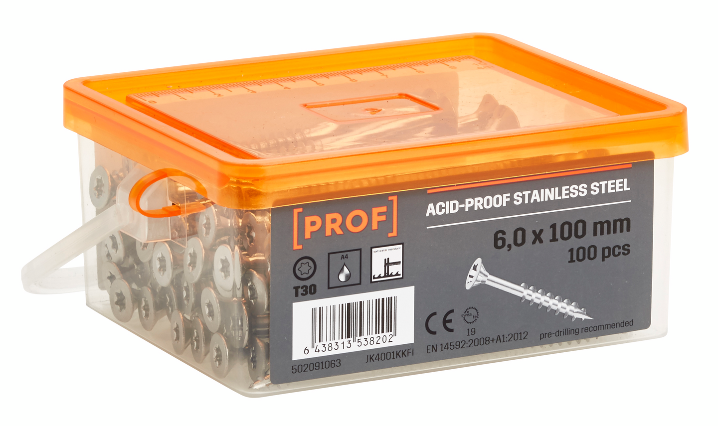 TRALLSKRUV PROF A4 T30 6X100 100ST