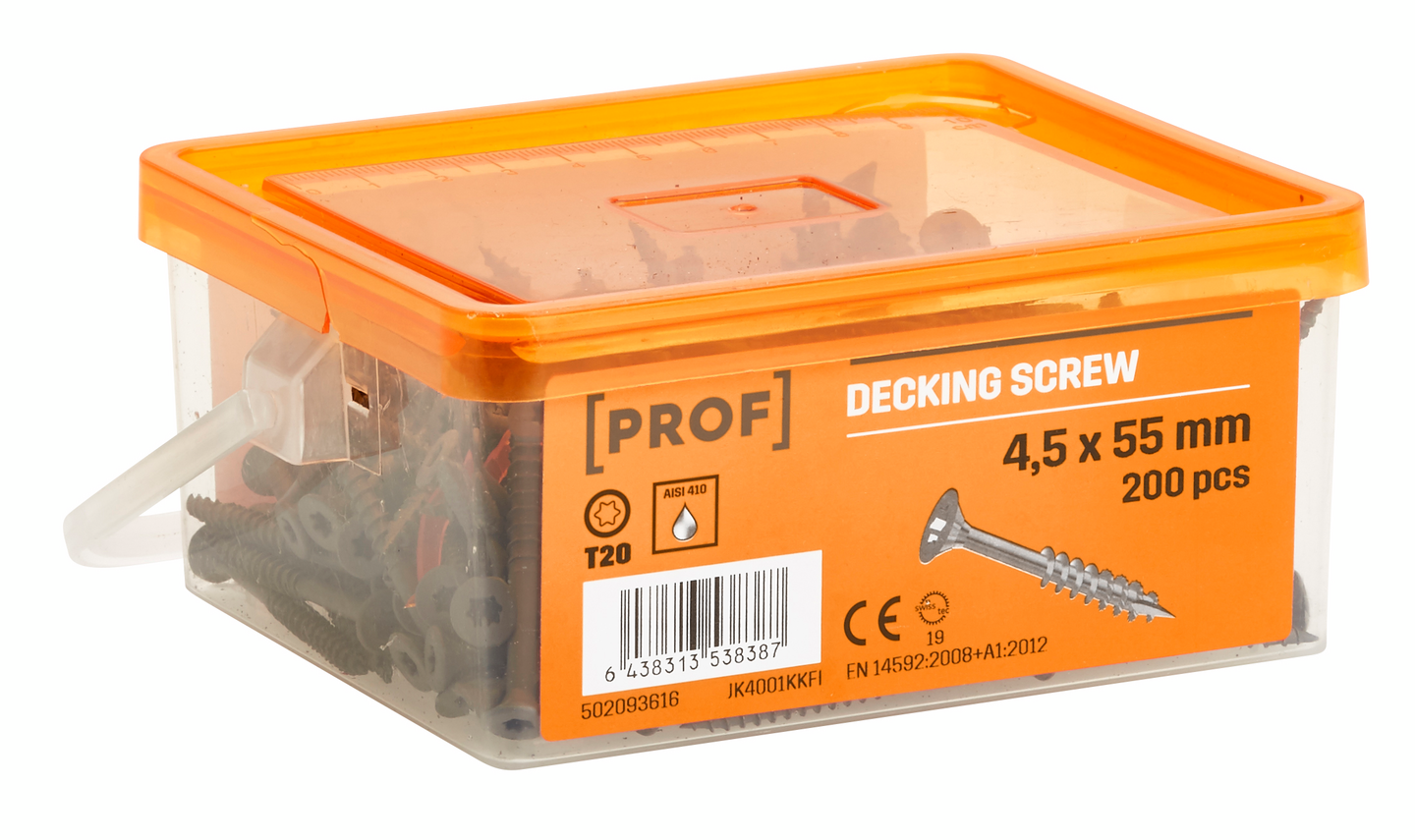 Terassiruuvi PROF 4,5x55 rst T20 harmaa 200kpl