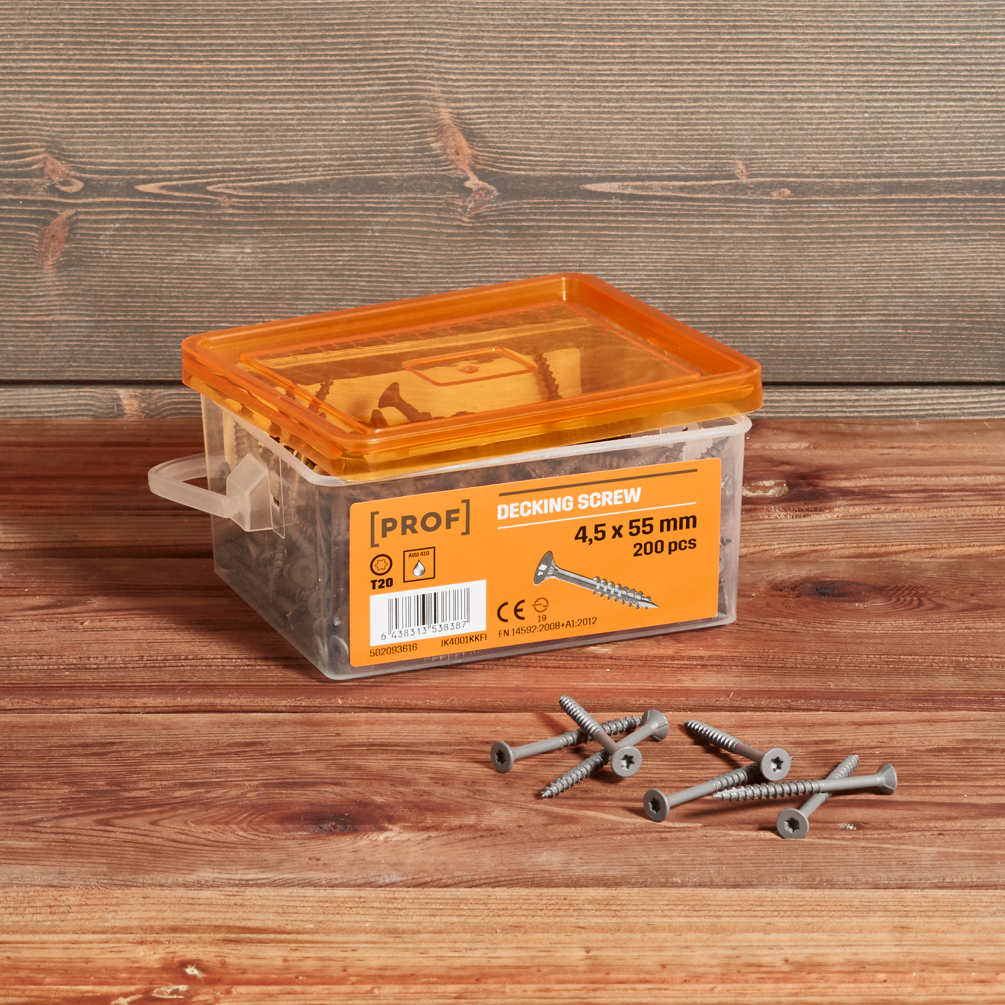 Terassiruuvi PROF 4,5x55 rst T20 harmaa 200kpl