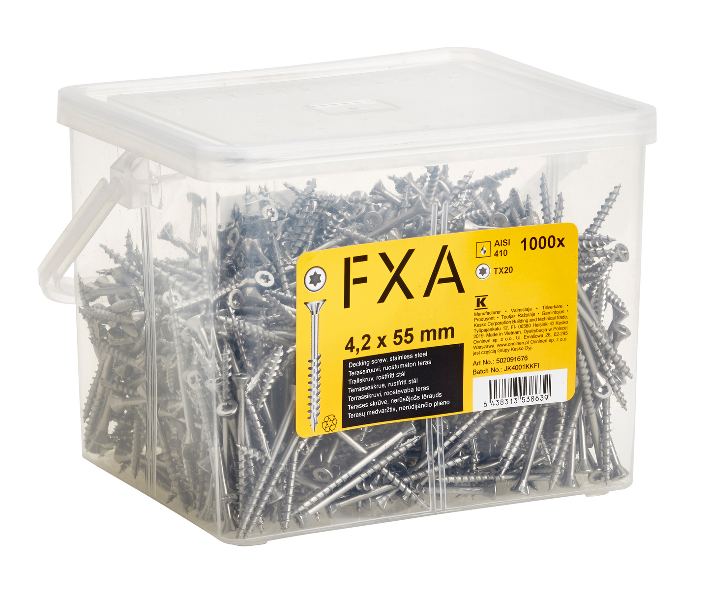 Terassiruuvi FXA 4,2x55 rst AISI 410 T20 1000kpl