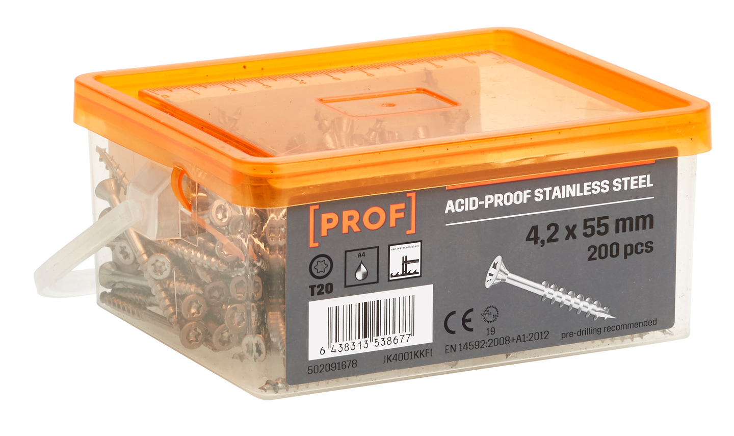 Laituriruuvi PROF 4,2x55 T20 haponkestävä A4 200kpl