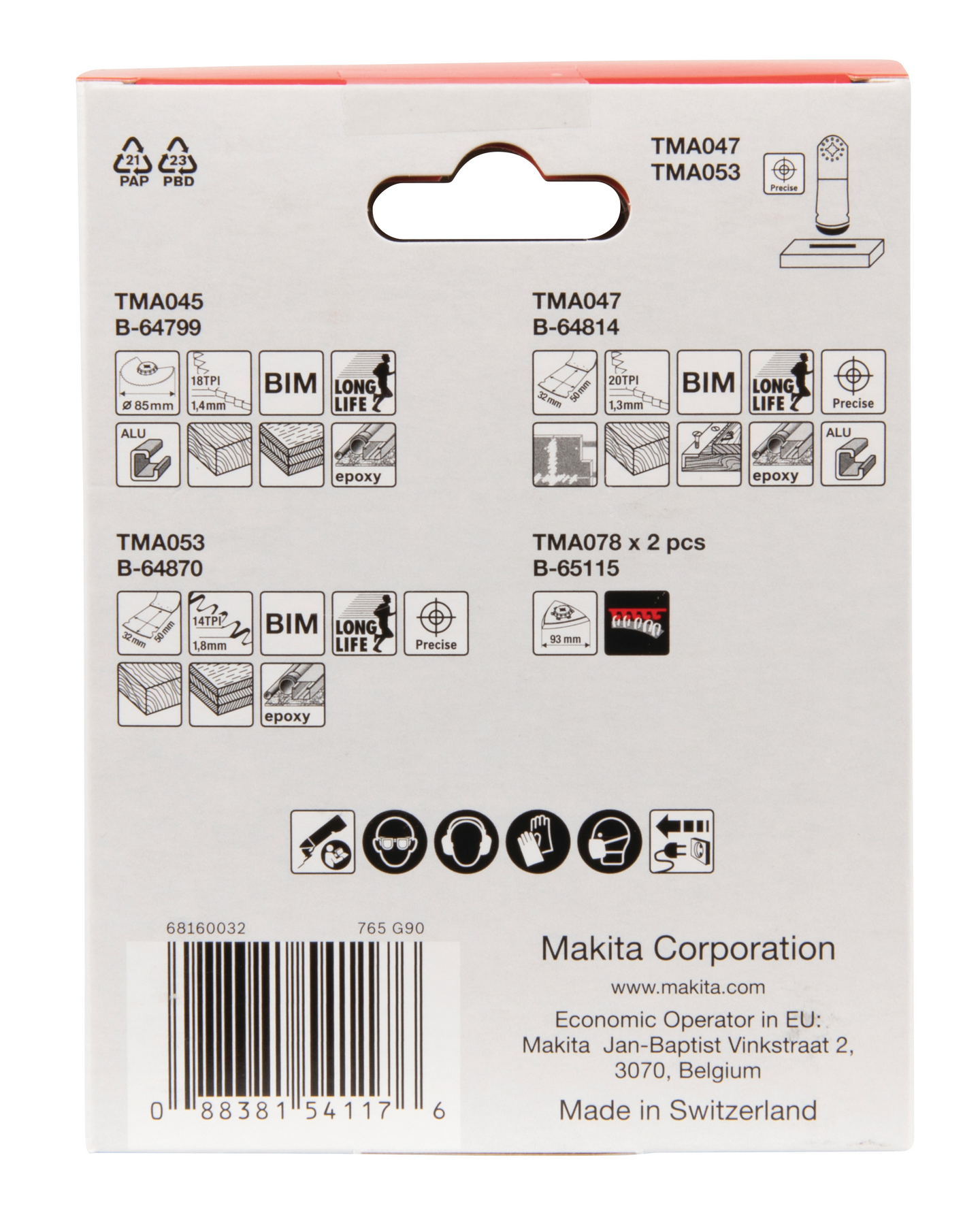 Monitoimikoneen teräsarja Makita timpurinsarja 4 osaa