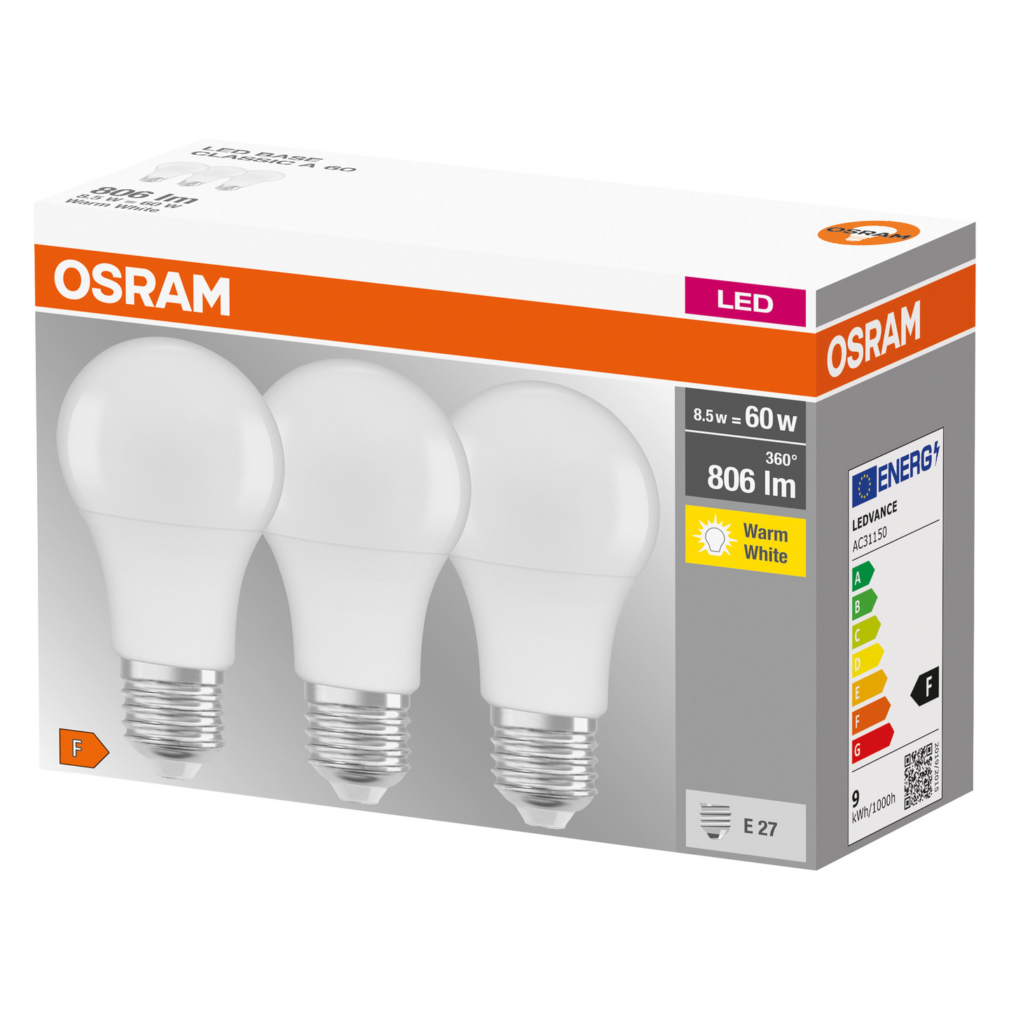 LED-LAMPA NORM 9,5W E27 MATT STAR 60 OSRAM 9,5W E27 3ST