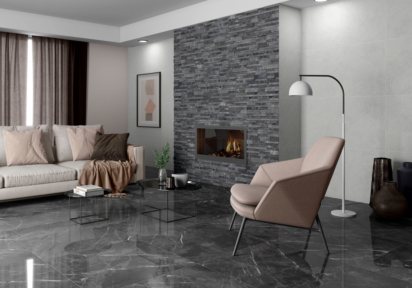 Seinälaatta Cello Block 16,3x51,4 RT Nero musta 0,76m²