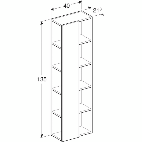 Avohylly peilillä IDO Elegant L40 K135 S21,8cm musta