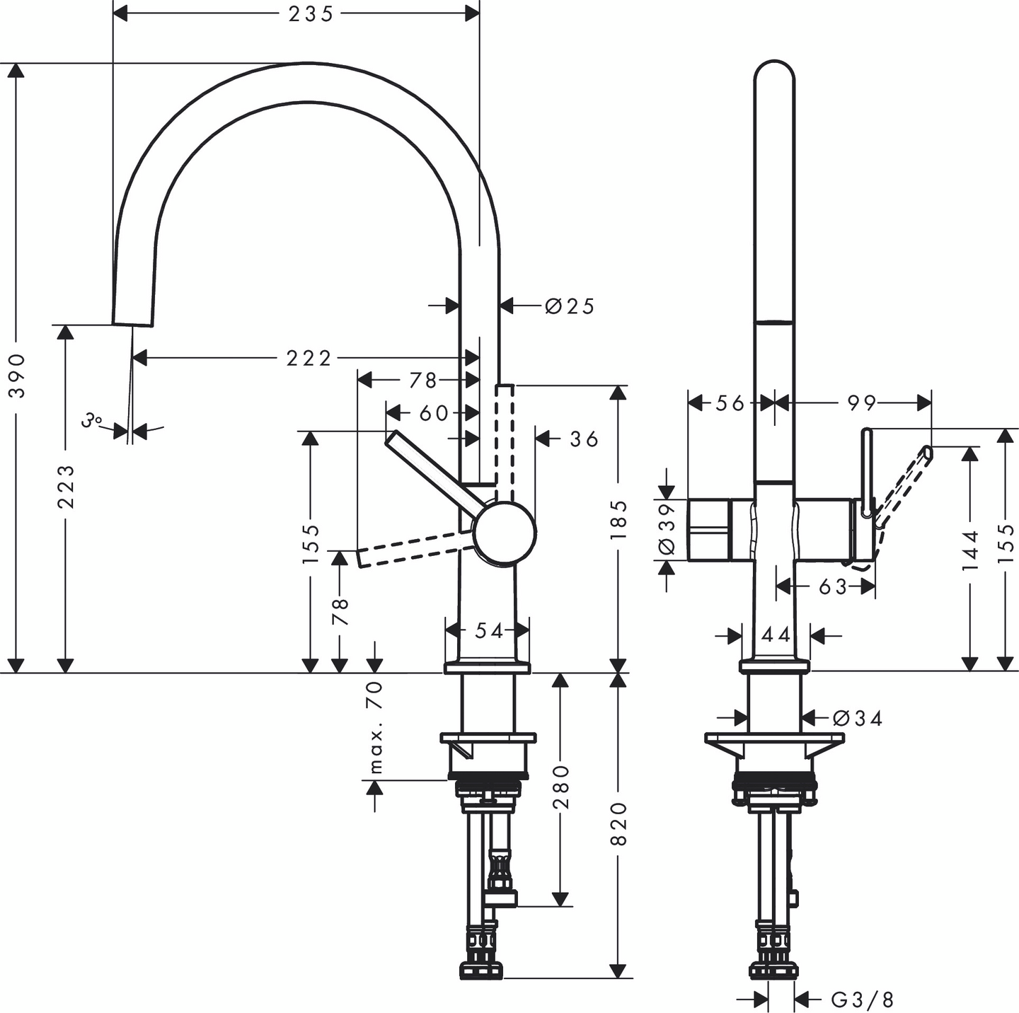 Keittiöhana Hansgrohe 72805000 Talis M54 220 kromi pesukoneventtiili