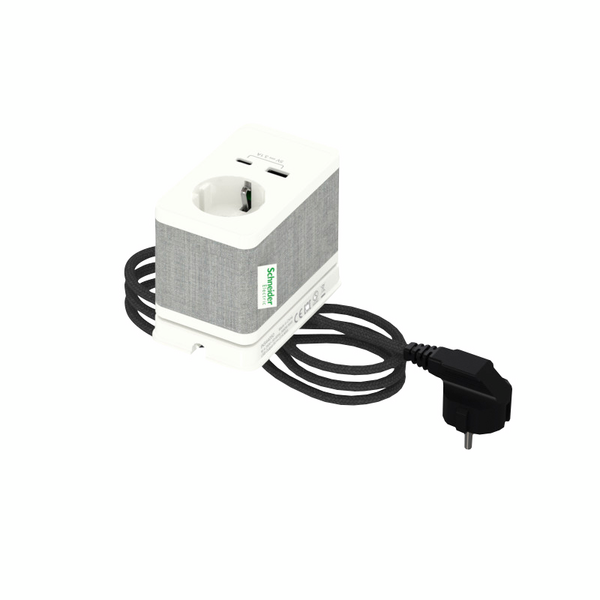 Asennustarvike Schneider Electric Unica System+ S Schuko + USB A/C valkoinen