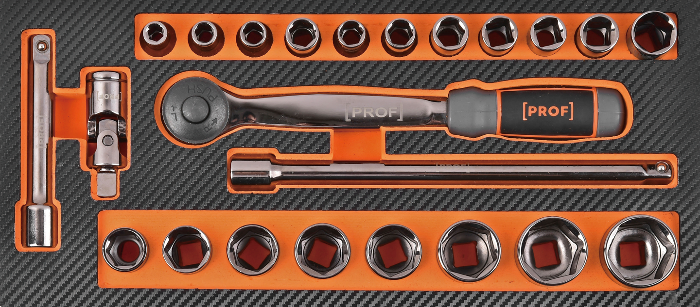 Hylsysarja PROF 1/2in vaunuun 23-osainen