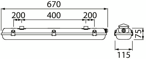 Yleisvalaisin Airam Generic led 2x900lm 4000K 670mm