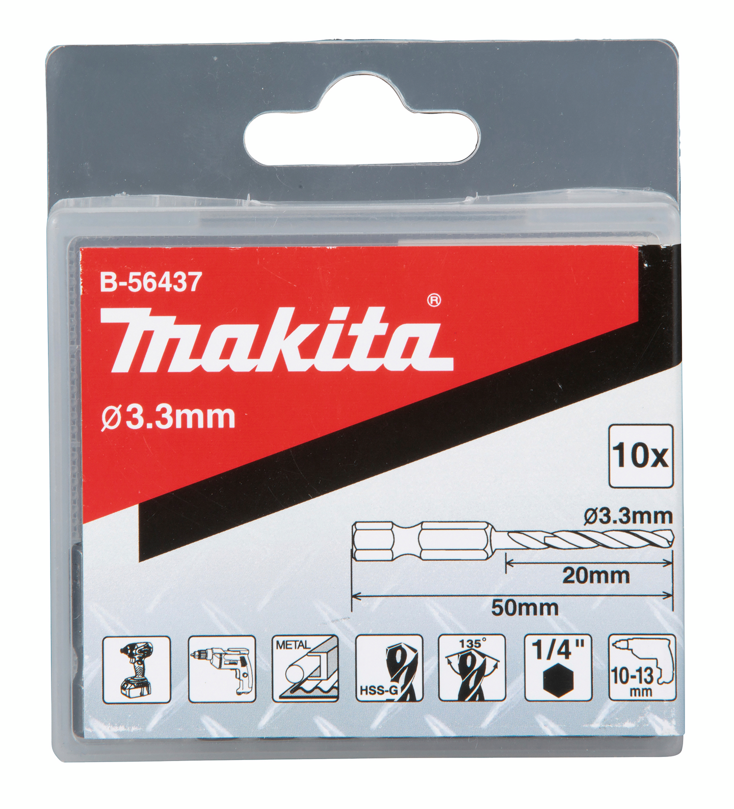 Metalliporanterä Makita 3,3x50mm 10kpl HSS-G