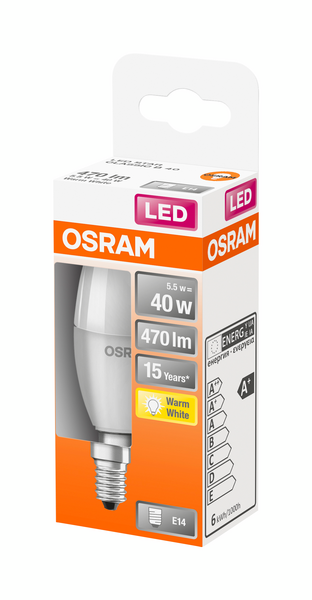 Led-kynttilälamppu OSRAM Star 470lm 827 E14 himmeä