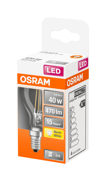 LED-LAMPA OSRAM KLOT 40 E14 KLAR 827 CL P