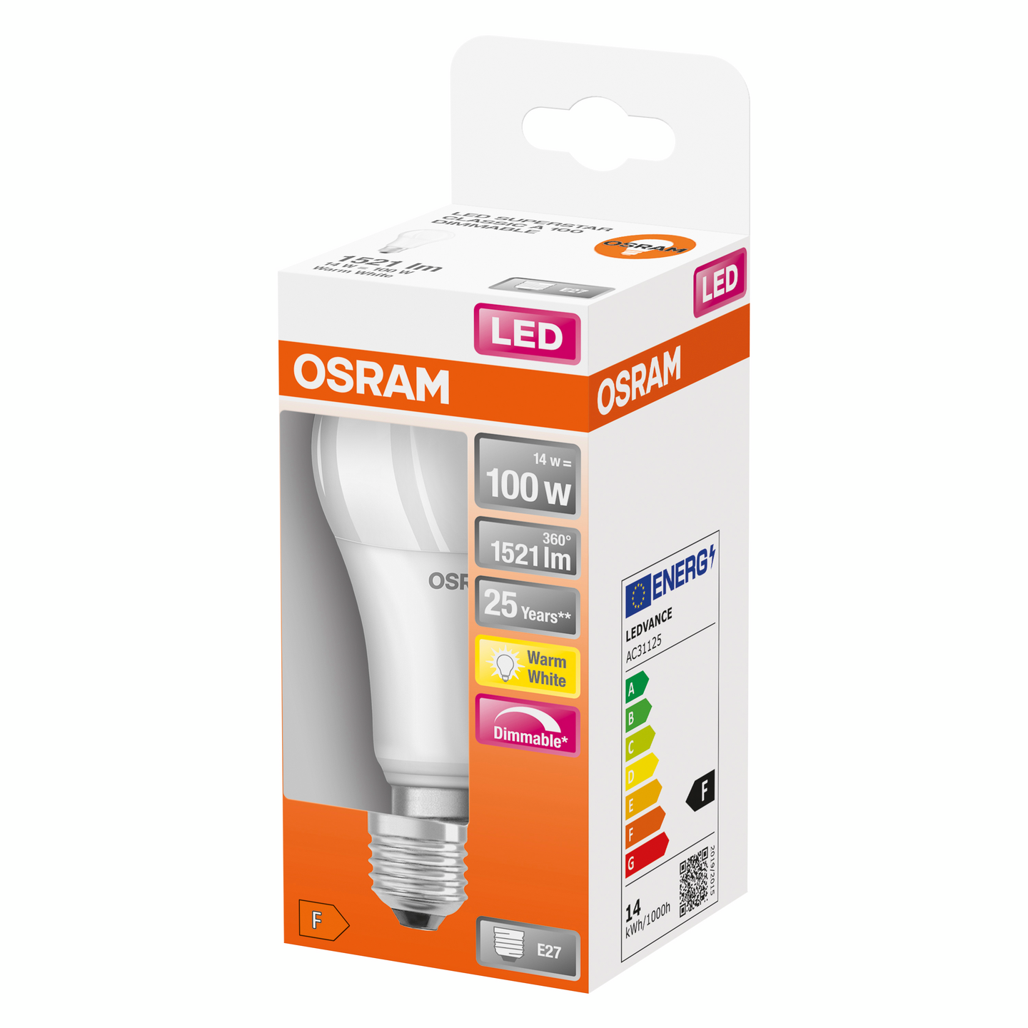 LED-LAMPA OSRAM NORMAL 100 E27 DIM MATT 827 CL A