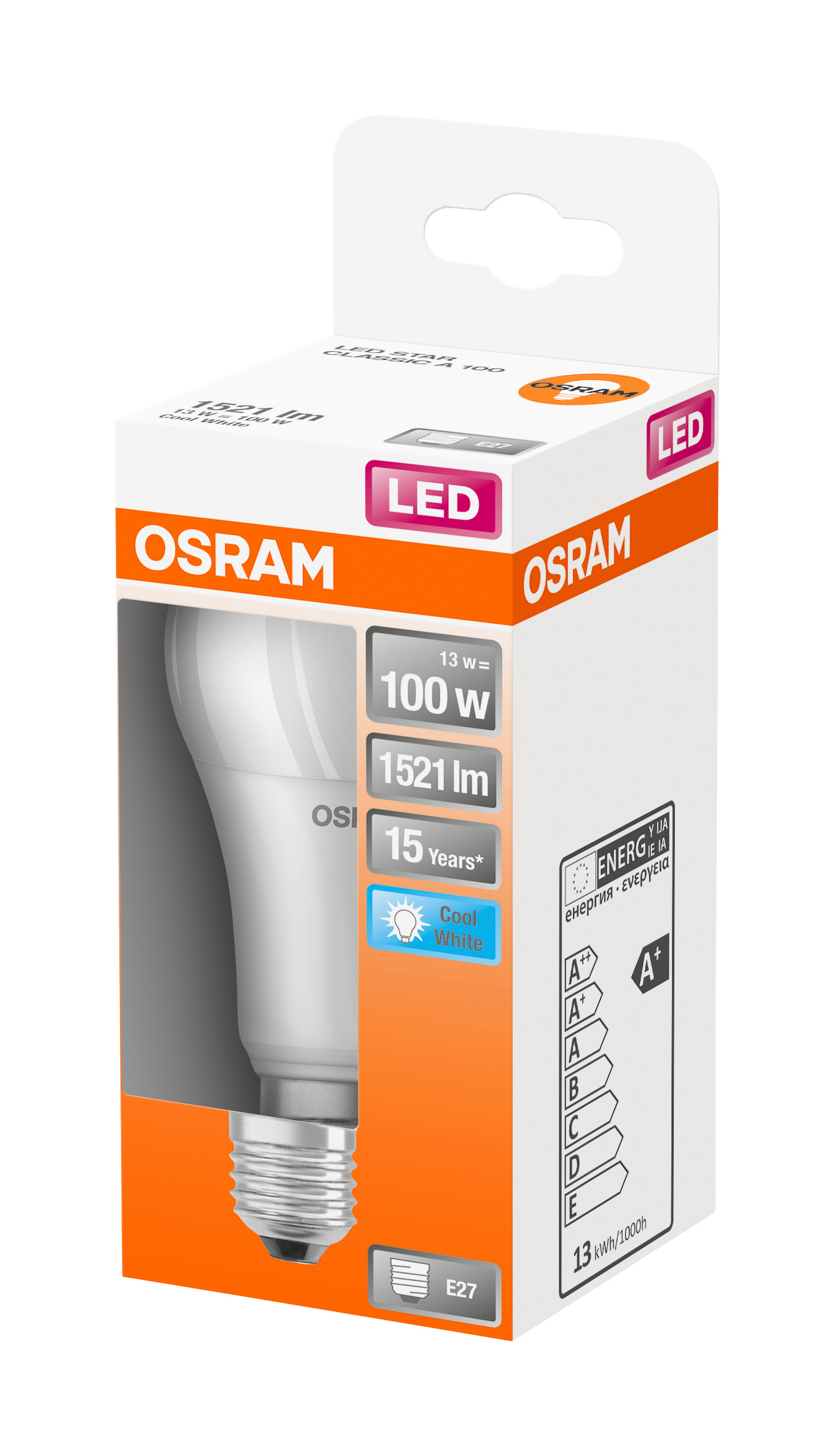 Led-vakiolamppu OSRAM Star 1521lm 840 E27 himmeä