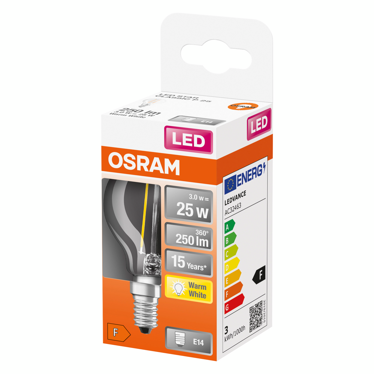 LED-LAMPA OSRAM KLOT 25 E14 KL BOX 827 CL P