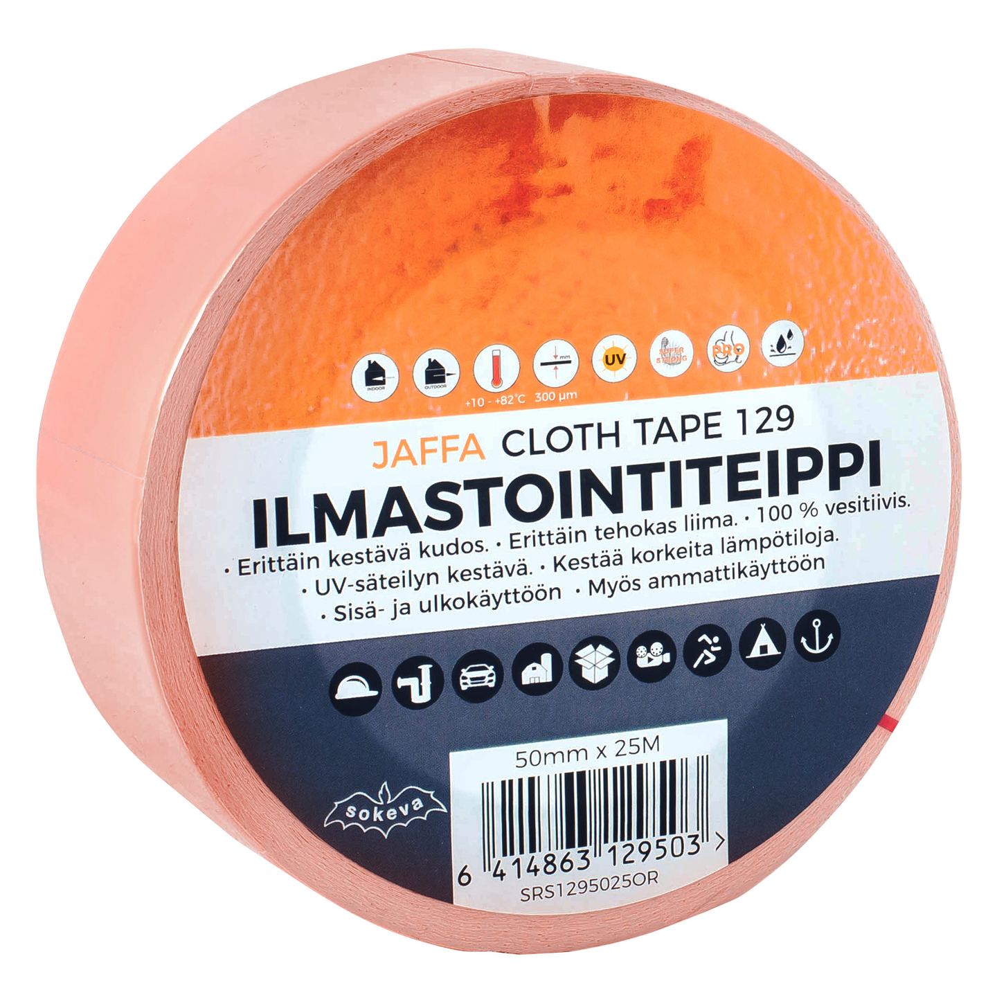Ilmastointiteippi Jaffa 50mmx25m oranssi