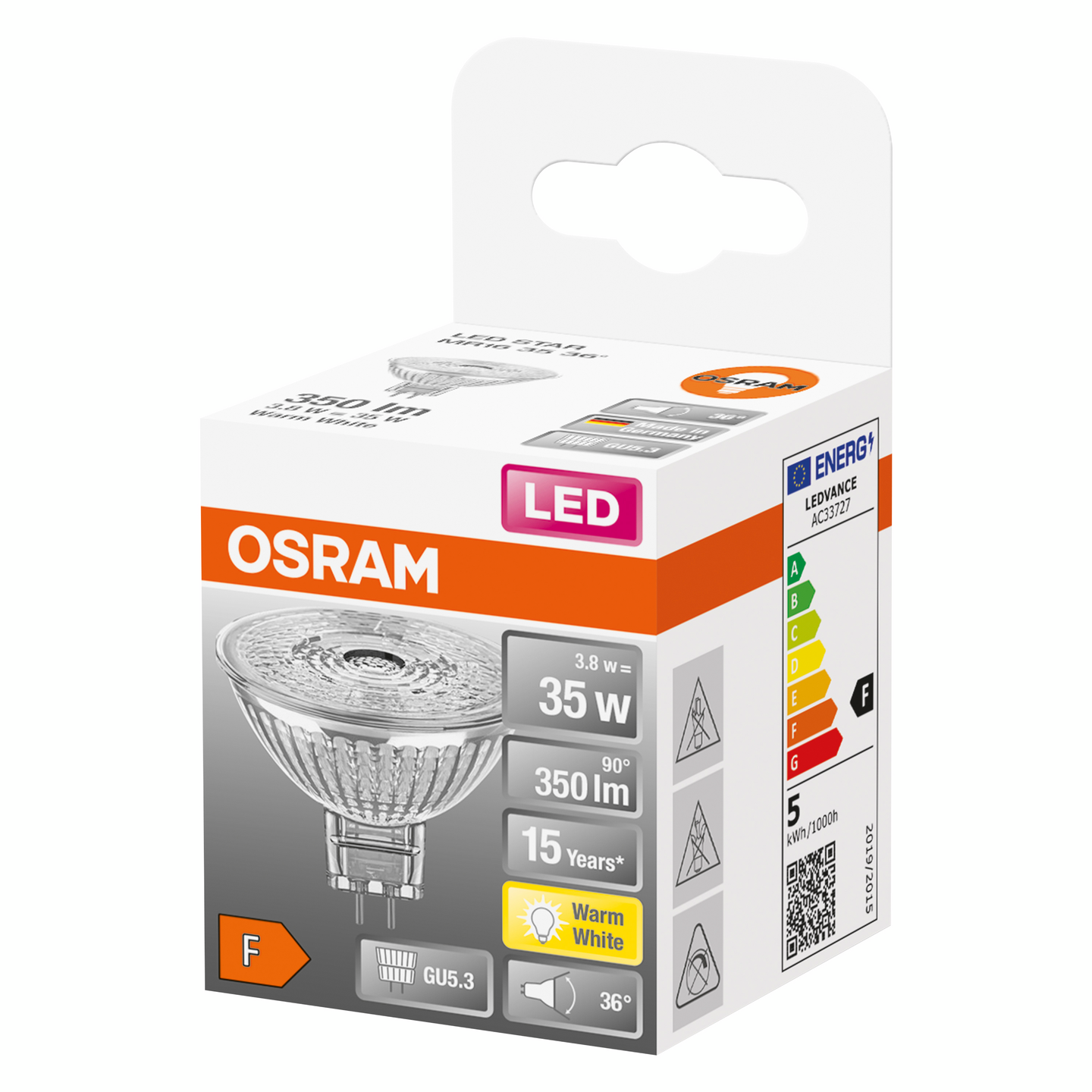 LED-LAMPA OSRAM MR16 35 GU5.3 36GR 827 OSRAM