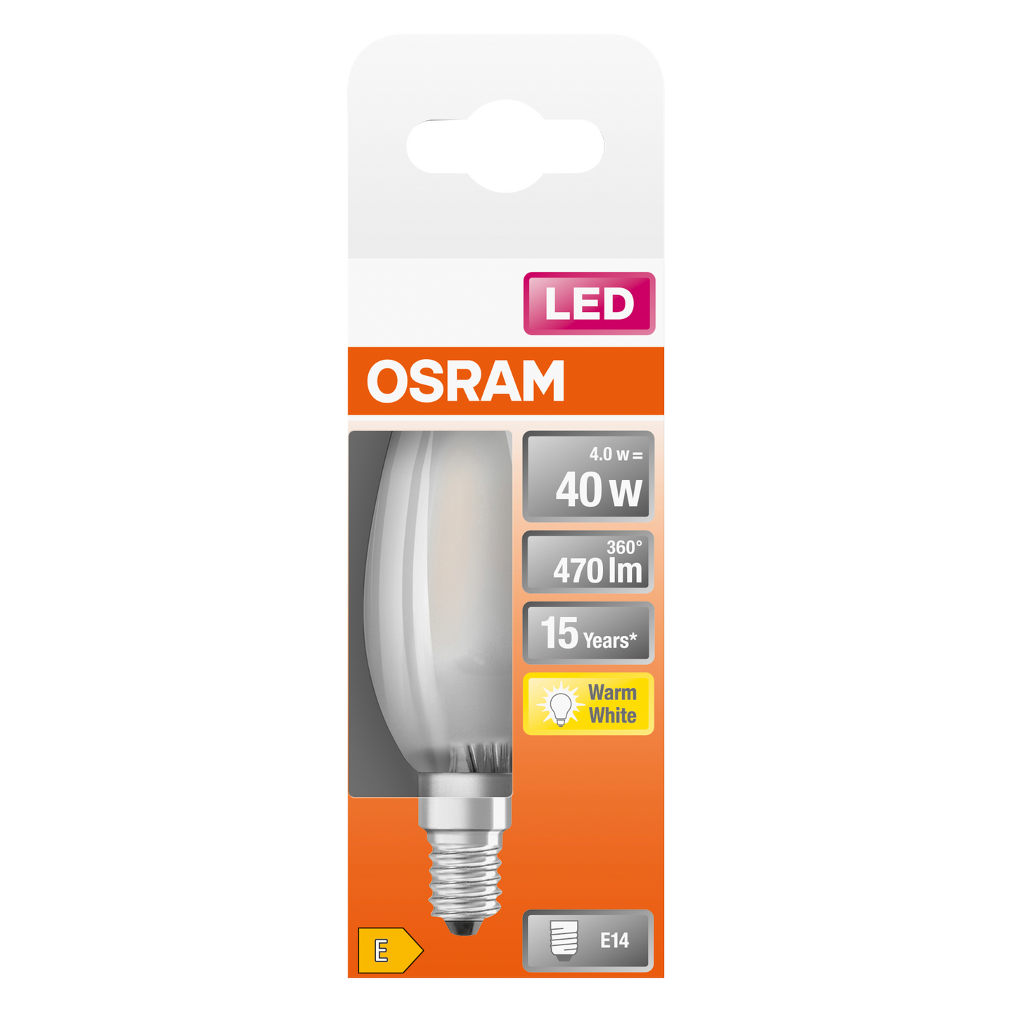 LED-LAMPA OSRAM KRON 40 E14 MATT 827 CL B