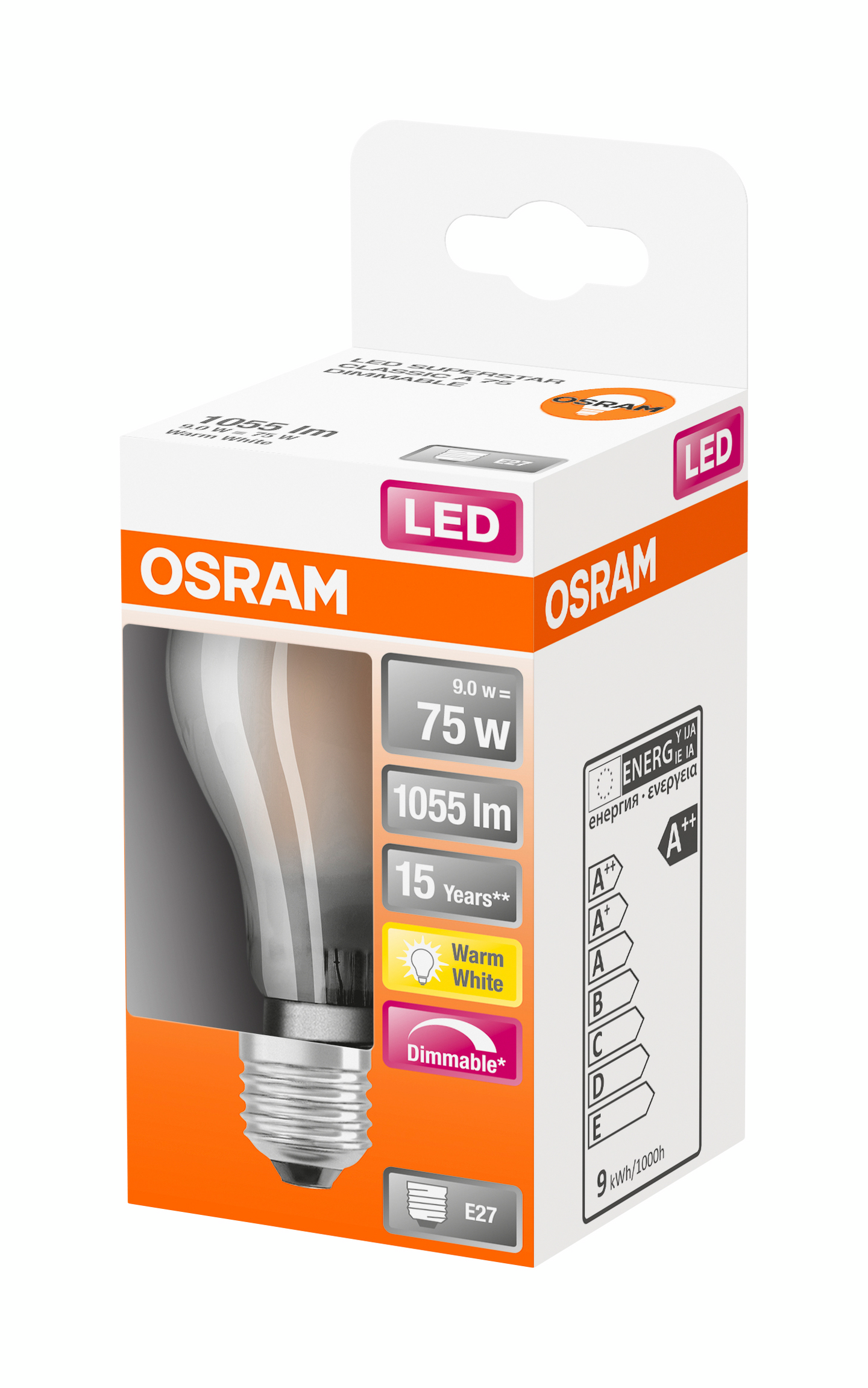 Led-vakiolamppu OSRAM Superstar 1055lm 827 E27 himmeä Dim