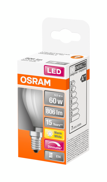 Led-pienkupulamppu OSRAM Superstar 806lm 827 E14 himmeä Dim