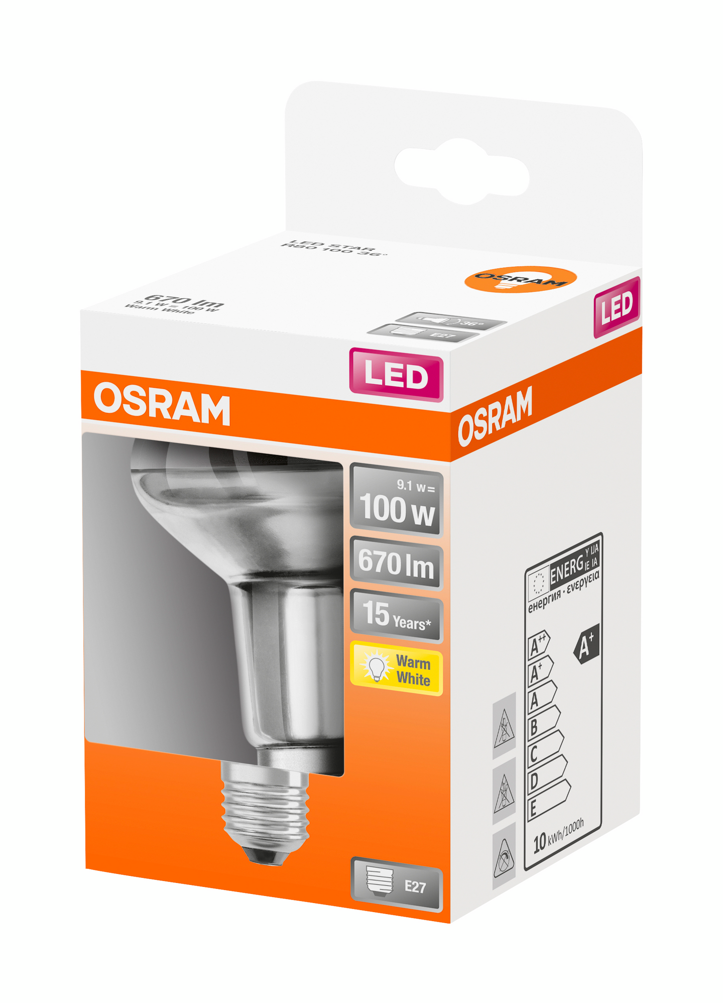 Led-kohdelamppu OSRAM Star 670lm 827 E27