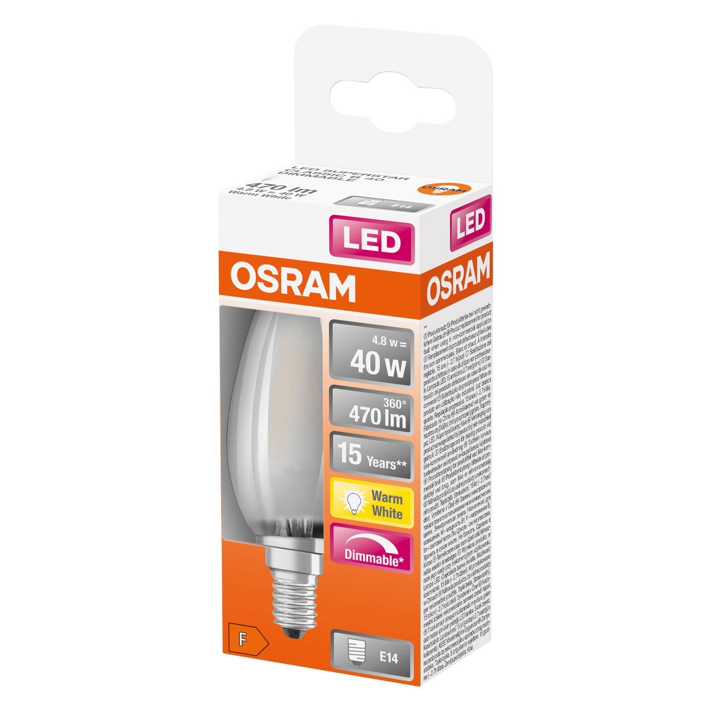LED-LAMPA OSRAM KRON 40 E14 DIM MATT 827 CL B