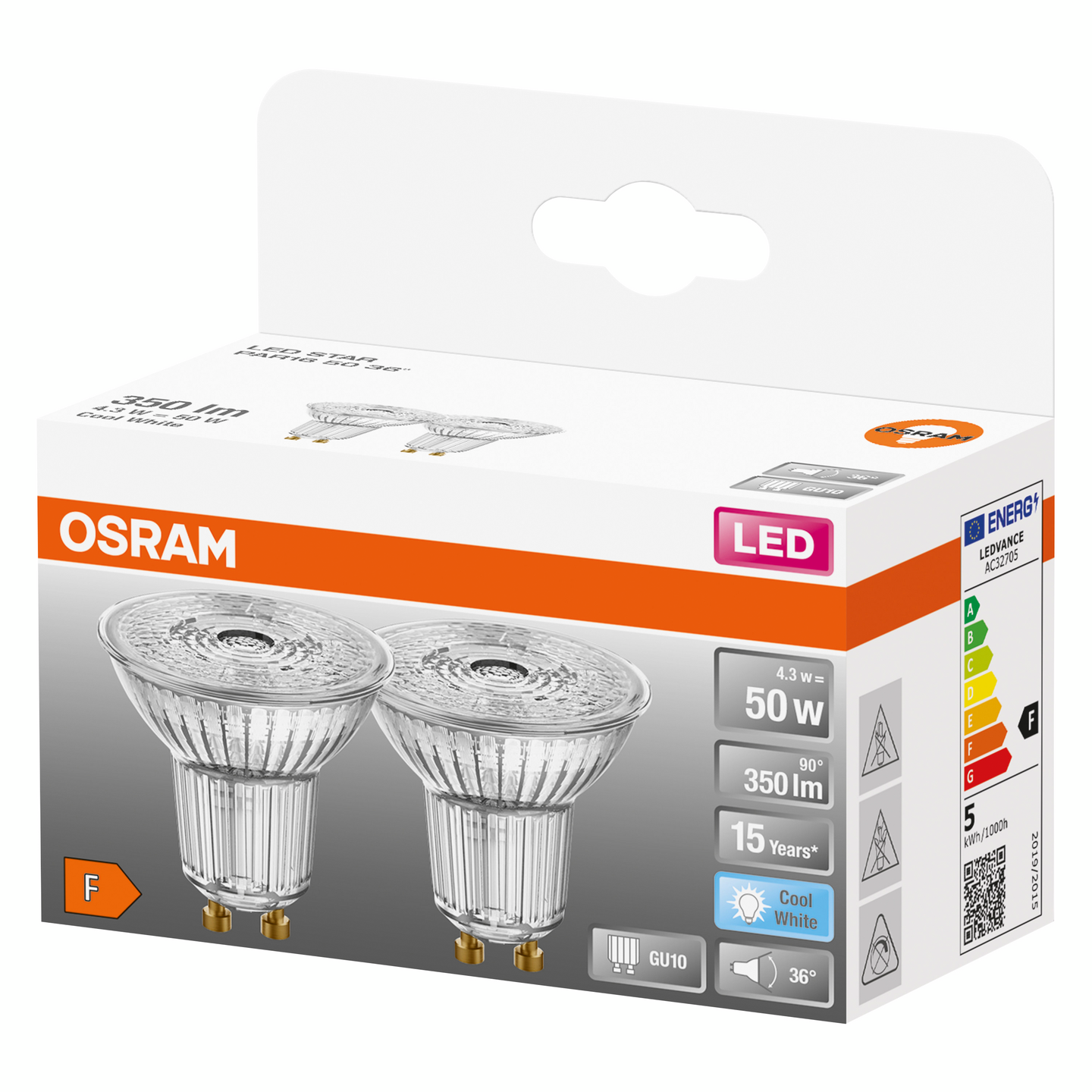 Led-kohdelamppu OSRAM Star 350lm 840 GU10 2kpl