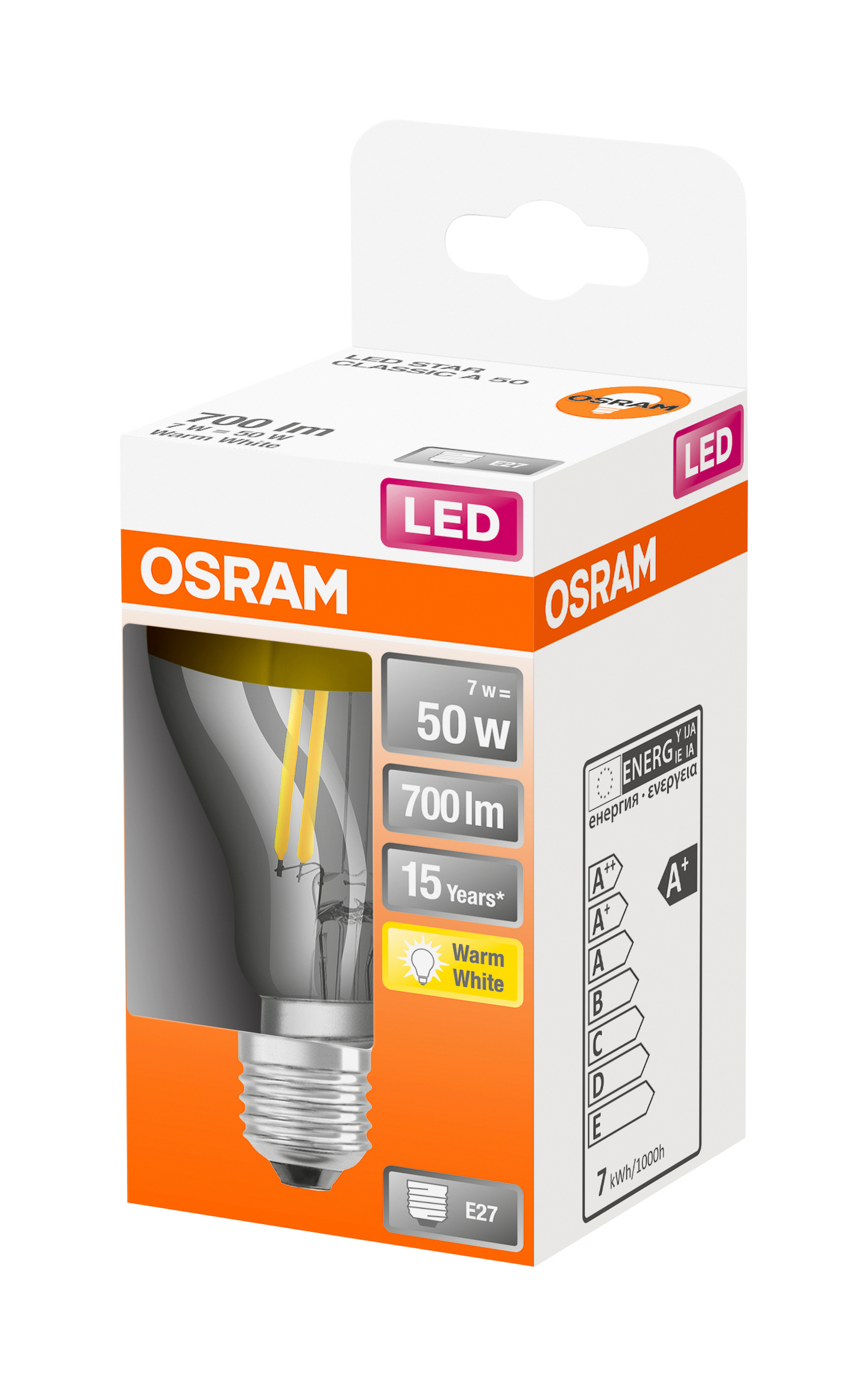 Led-pääpeililamppu OSRAM Star 650lm 827 E27 kulta