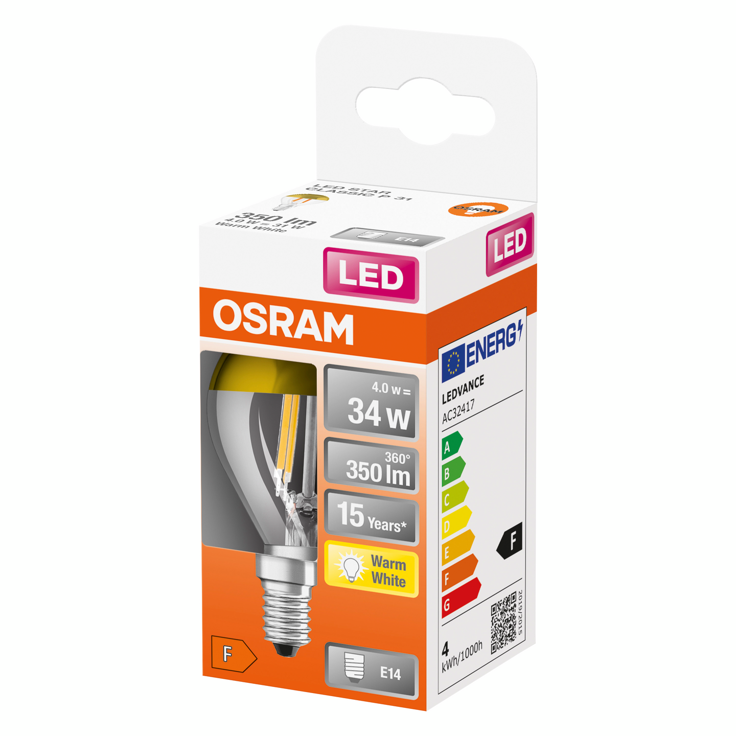 Led-pääpeililamppu OSRAM Star 380lm 827 E14 kulta