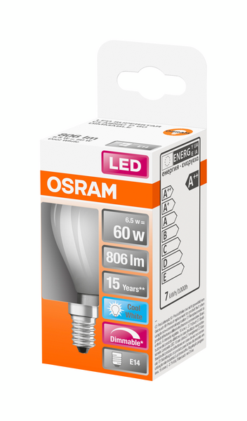 Led-pienkupulamppu OSRAM Superstar 806lm 840 E14 himmeä Dim