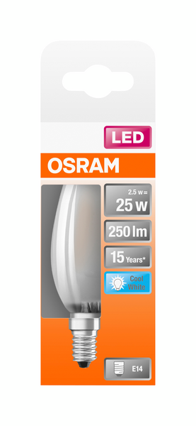 Led-kynttilälamppu OSRAM Star 250lm 840 E14 himmeä