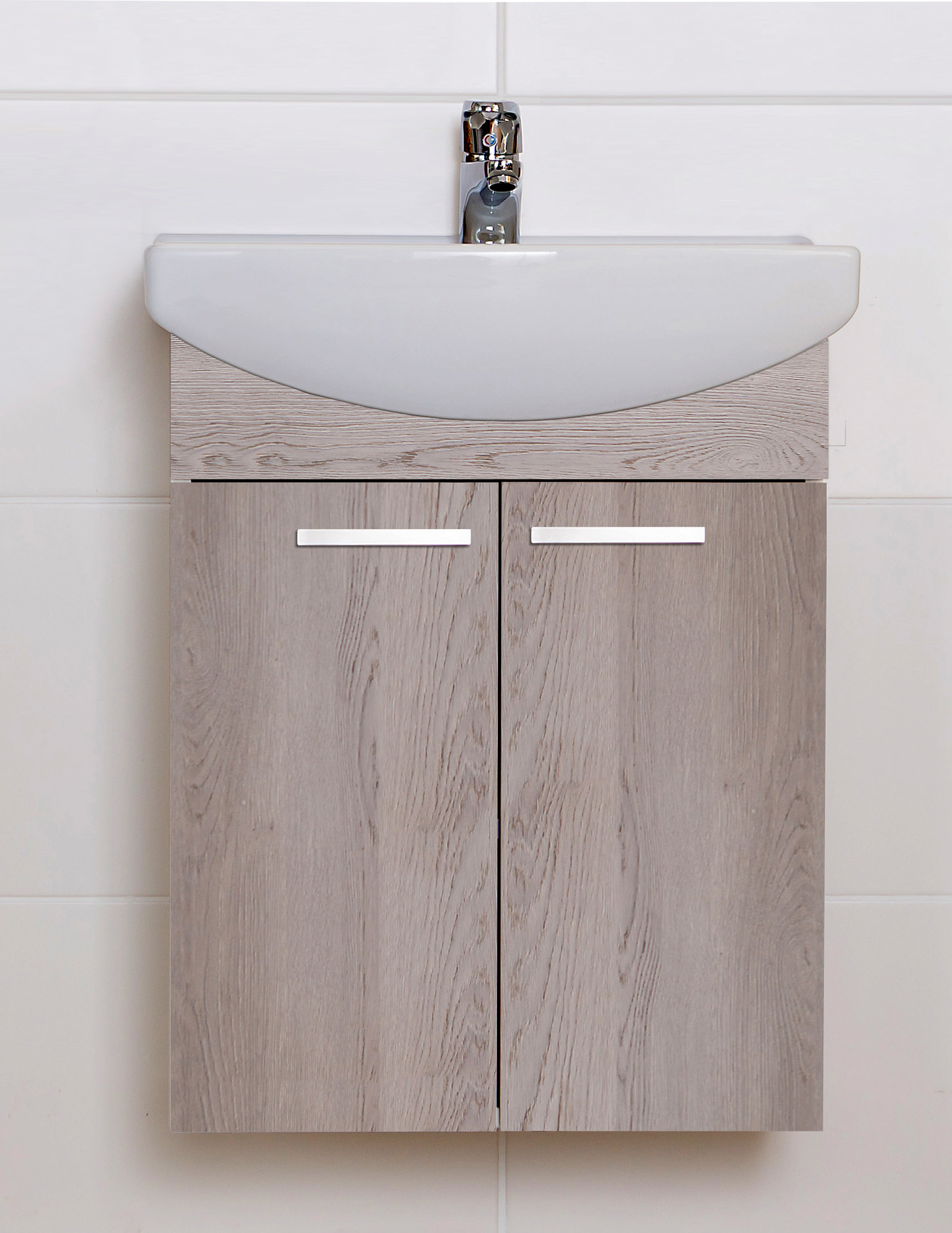 Allaskaappi Finnmirror Basic 55 posliinialtaalla harmaa tammi