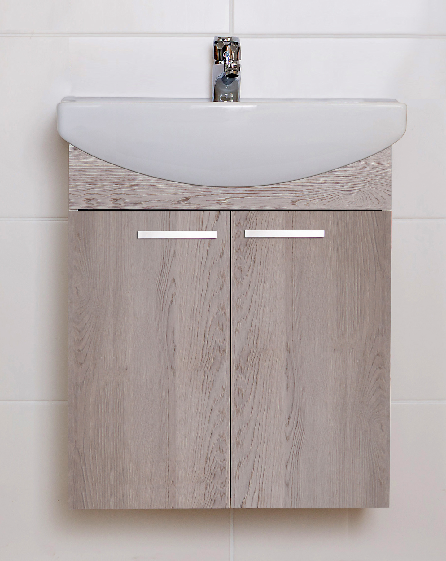 Allaskaappi Finnmirror Basic 60 posliinialtaalla harmaa tammi