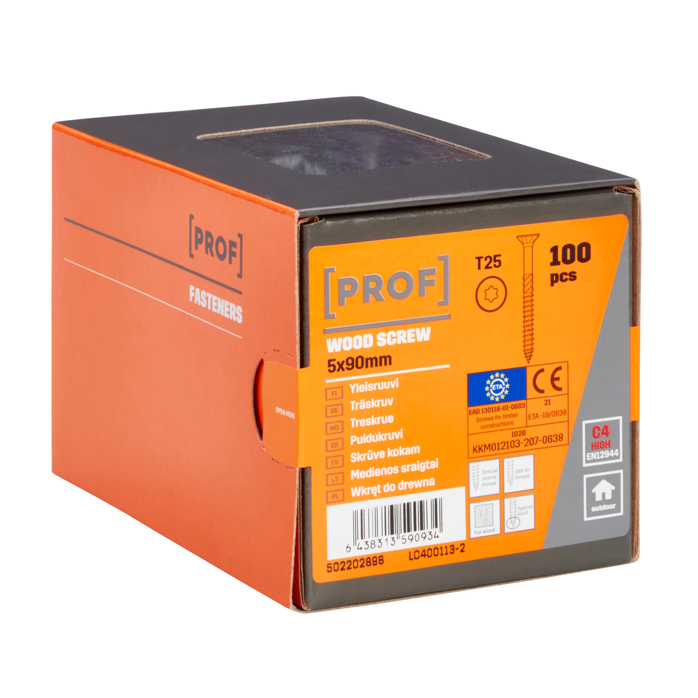 Yleisruuvi PROF uppokanta C4 ETA T25 5x90 100kpl