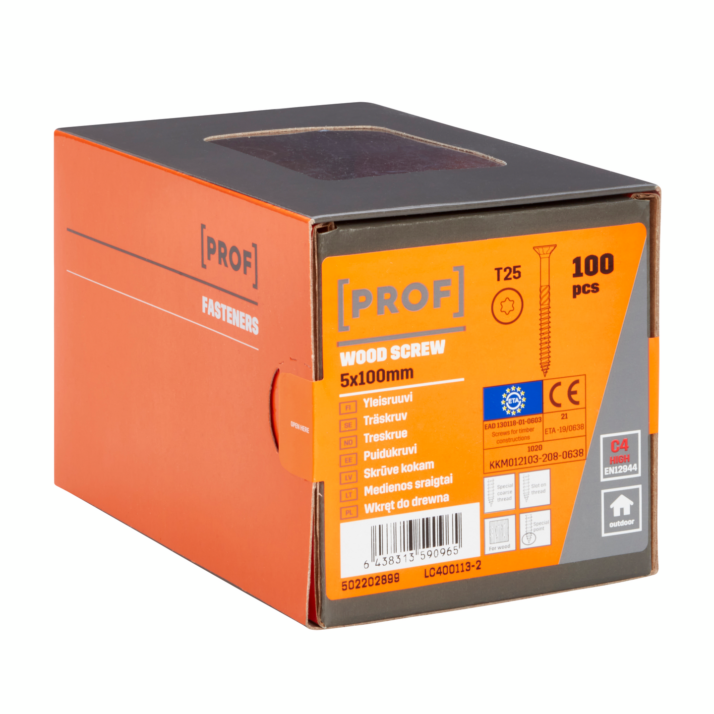 Yleisruuvi PROF uppokanta C4 ETA T25 5x100 100kpl