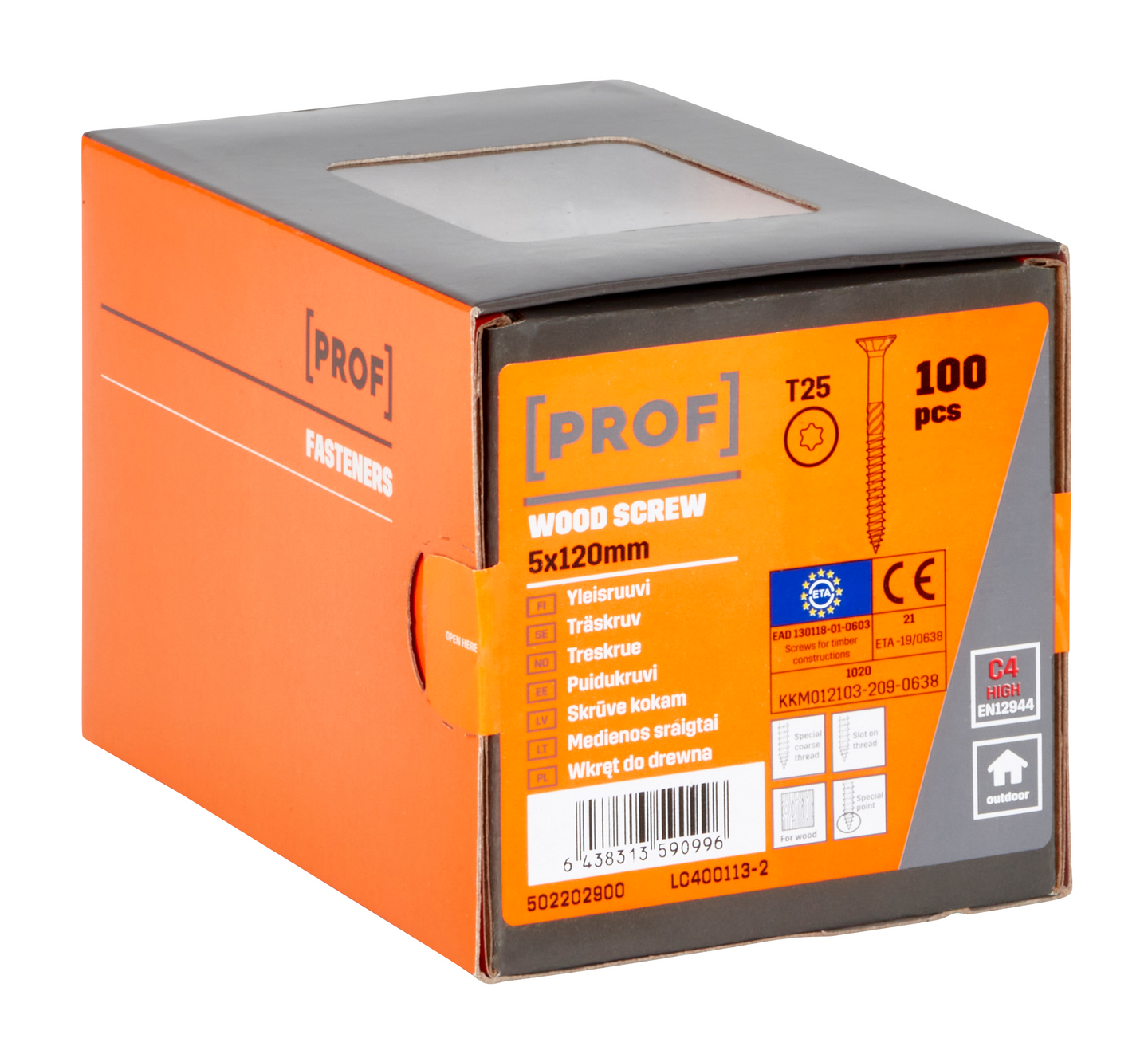 Yleisruuvi PROF uppokanta C4 ETA T25 5x120 100kpl