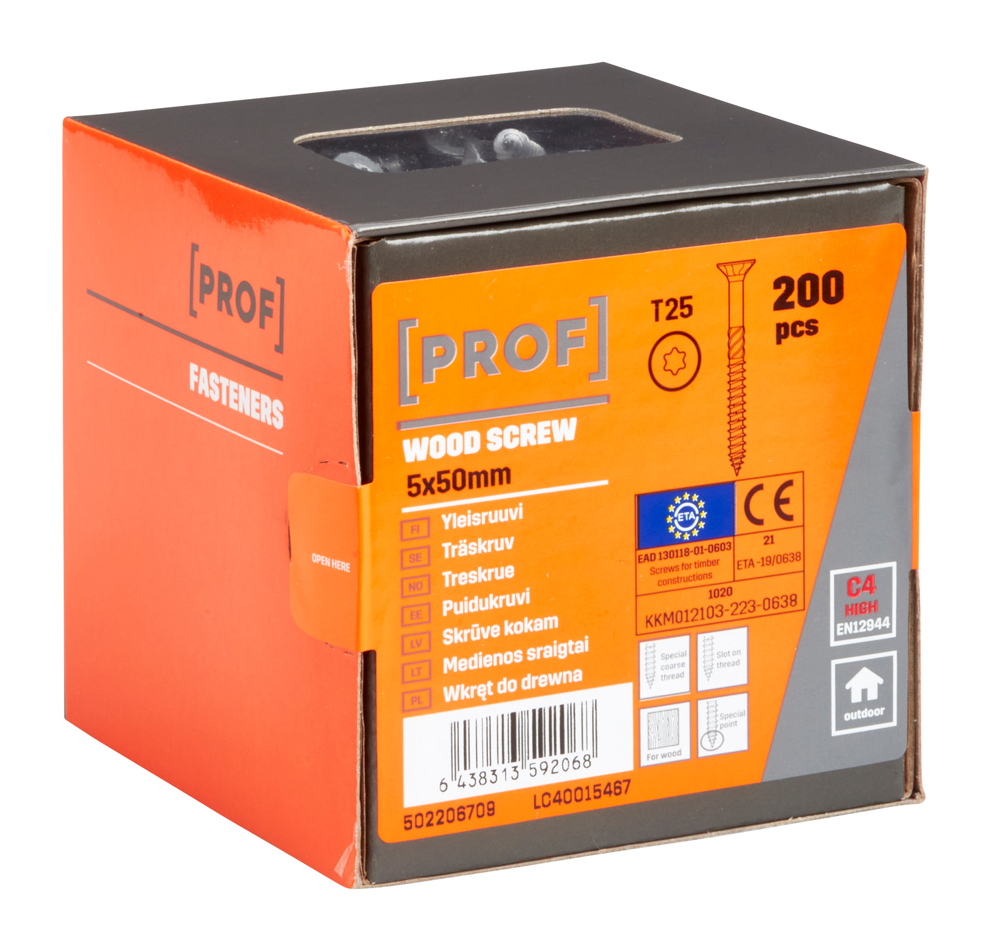Yleisruuvi PROF uppokanta C4 ETA T25 5x50 200kpl