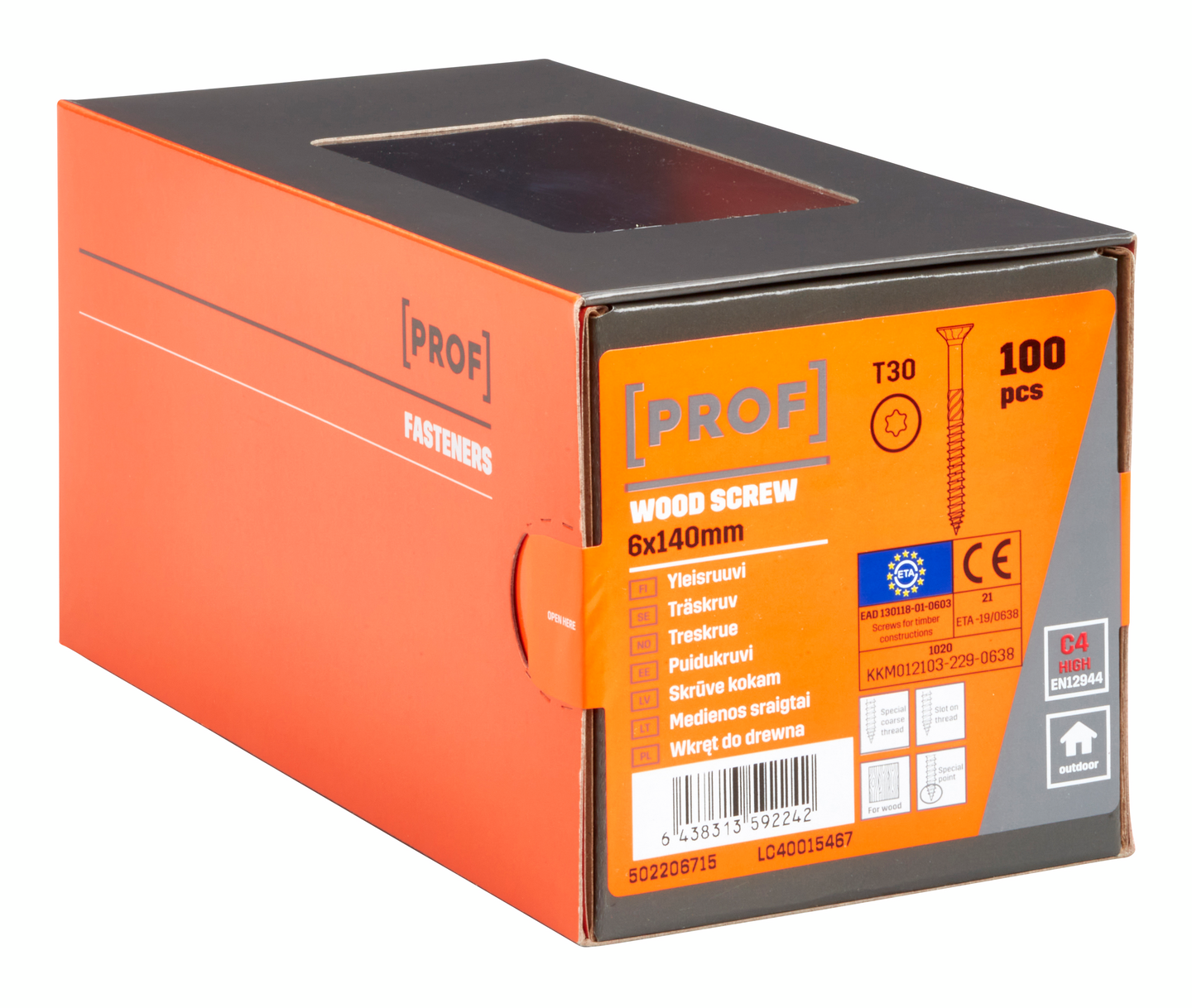 Yleisruuvi PROF uppokanta C4 ETA T30 6x140 100kpl