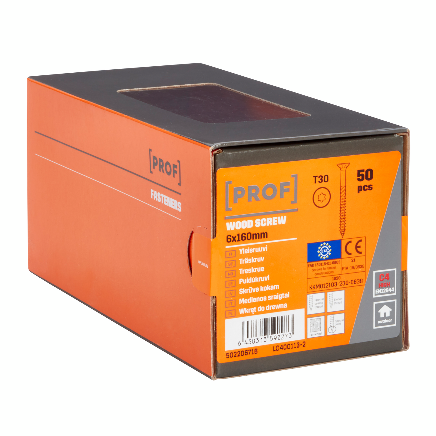 Yleisruuvi PROF uppokanta C4 ETA T30 6x160 50kpl