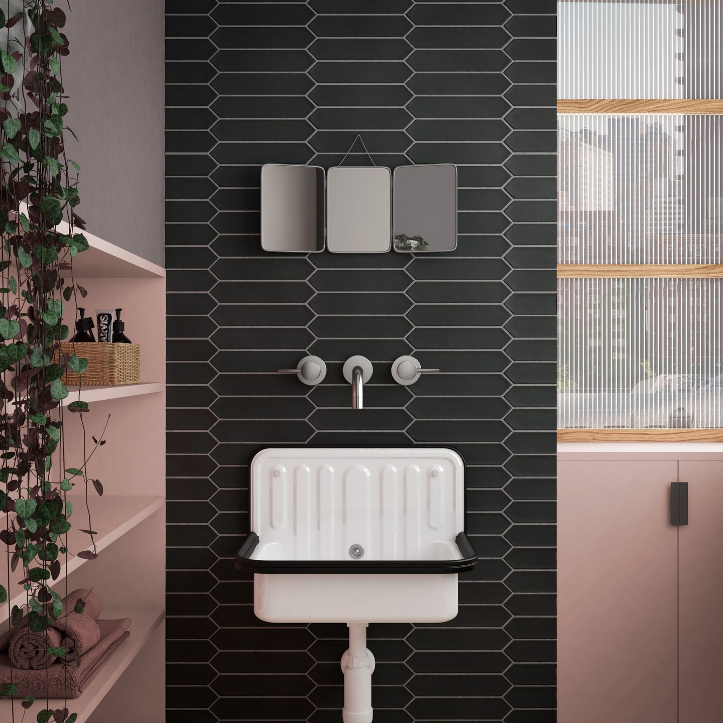 Seinälaatta Cello Lanse 5x25 musta matta 0,5m²