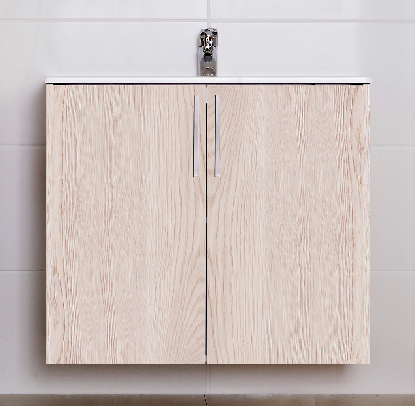 Allaskaappi Finnmirror Classic 80 valumarmorialtaalla vaalea tammi