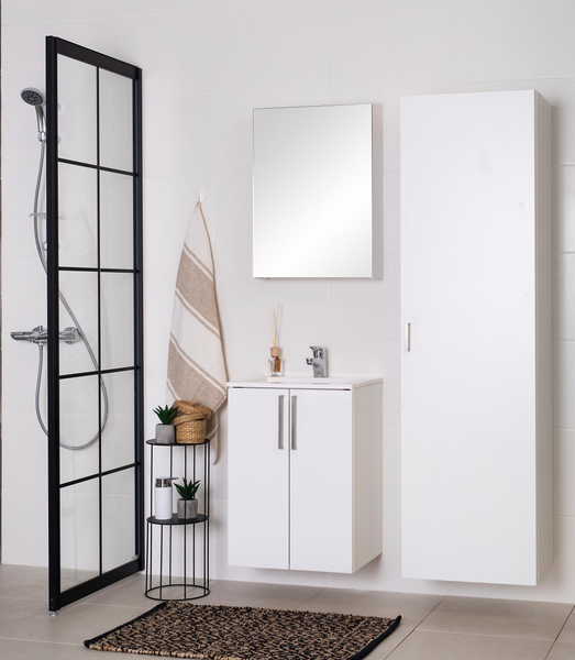 Allaskaappi Finnmirror Classic 90 oikea valumarmorialtaalla harmaa tammi