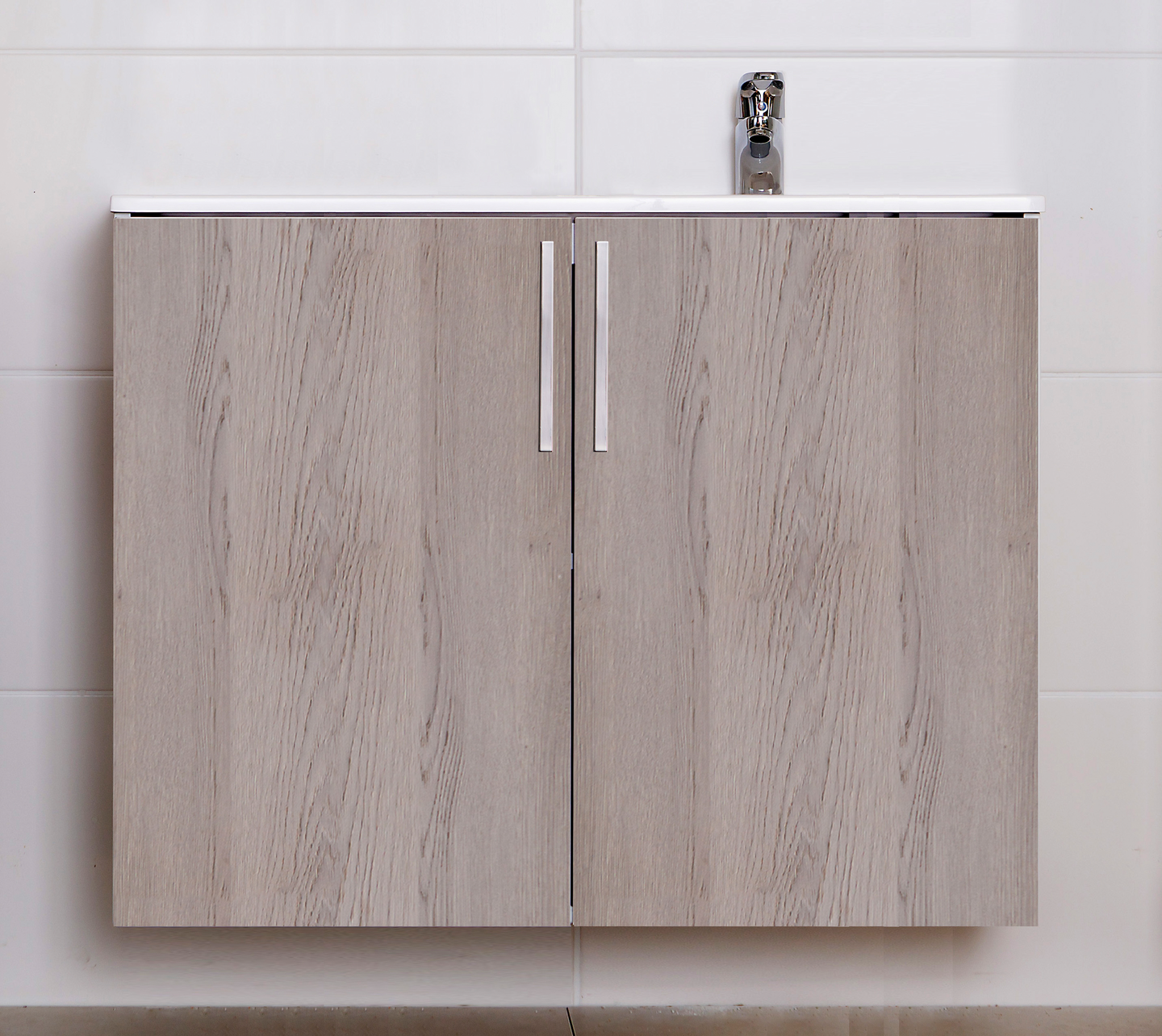 Allaskaappi Finnmirror Classic 90 oikea valumarmorialtaalla harmaa tammi